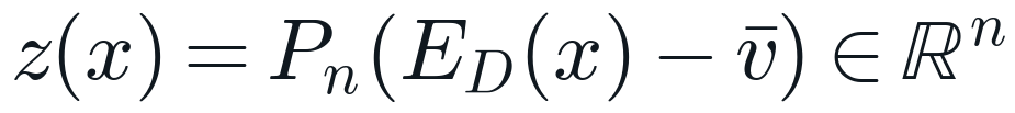 z of x equals the top-n principal components of the centred DINOv2 features